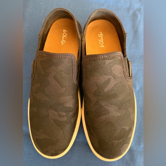 OluKai Shoes - OluKai Women's Black Camouflage Slip-On Sneakers